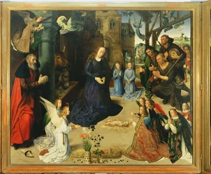 Enfant Jésus adoré par les anges, panneau central du Retable Portinari, vers 1479